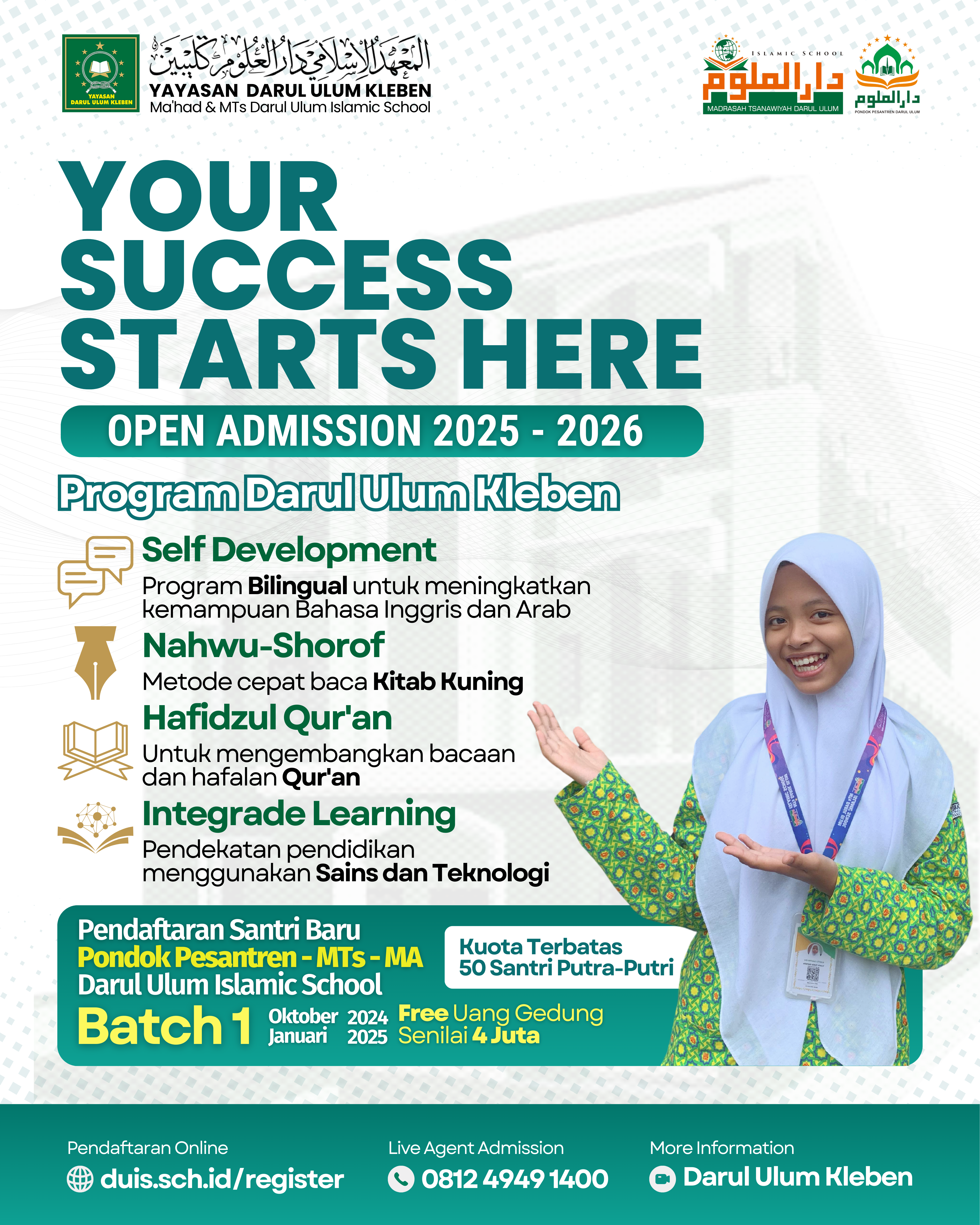 Penerimaan Santri Baru (PSB) Pondok Pesantren Darul Ulum Kleben